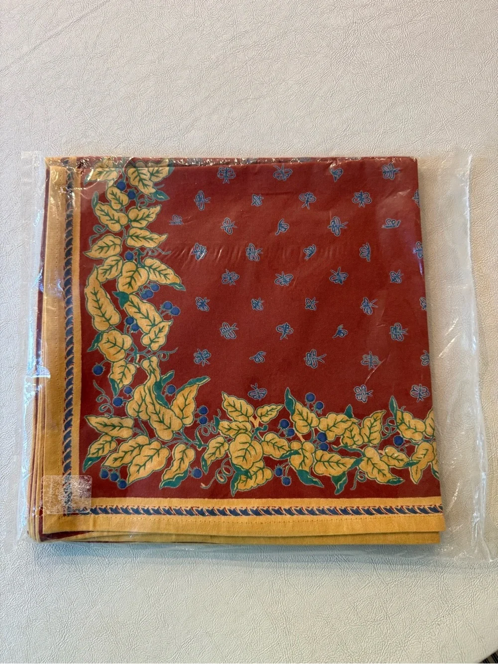 Williams Sonoma Vintage Provence Cotton Napkins Rust Blue Floral Set of 4 , NWT